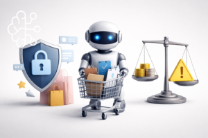 Agentic AI im E-Commerce: Autonome KI-Agenten steigern Effizienz, bringen aber neue Haftungs- und Datenschutzrisiken.