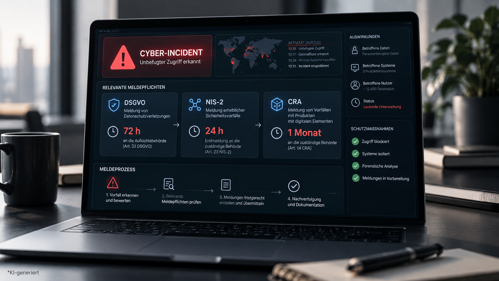 Cybervorfall melden: Pflichten nach DSGVO, NIS-2 und CRA